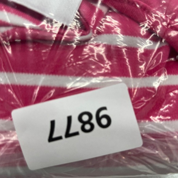 Quacker Factory Shirt Womens Medium Pink White Striped Paw Print Sequins Heart - Picture 7 of 7